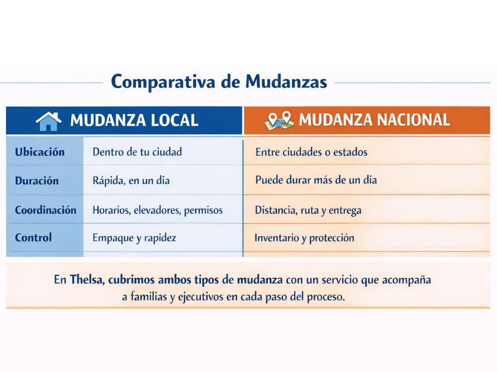 Diferencia entre mudanza local y mudanza nacional