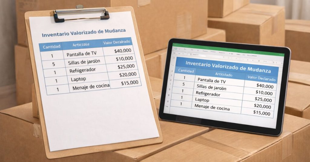 Así debería lucir un inventario valorizado de mudanza