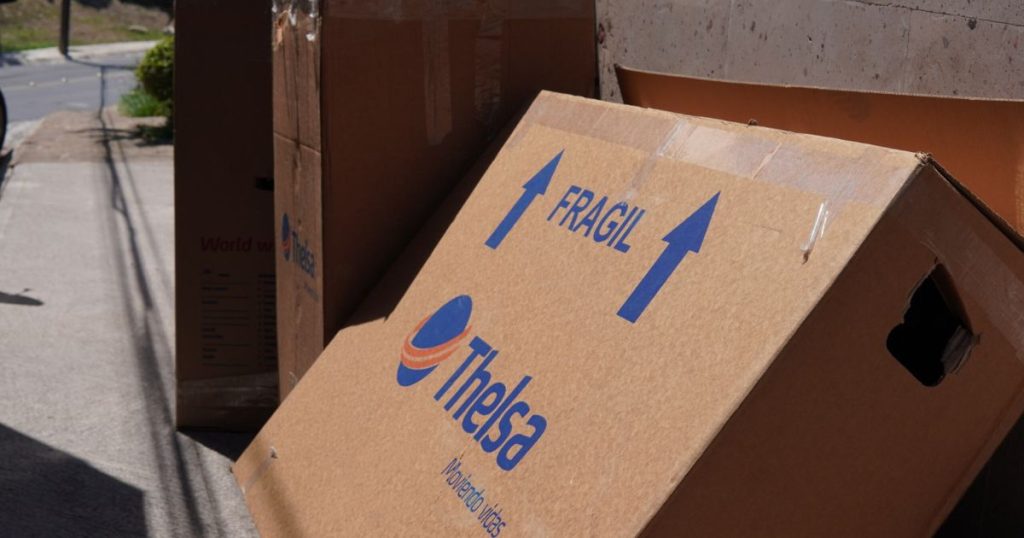 Caja para mudanzas con logo de Thelsa